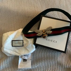 Authentic Gucci NIB Web Belt w/bee sz 85 w/receipt